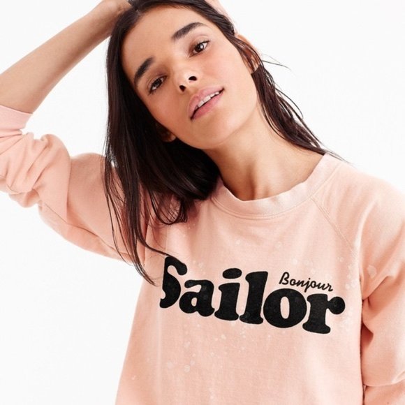 J.Crew J.Crew Peach Bonjour Sailor Sweatshirt top J1658 XXS XS OO - Picture 2 of 13